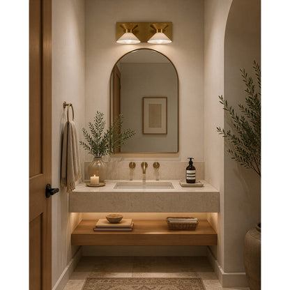 Varaluz Ringsted 2 Light Bath Vanity, Brushed Brass/White