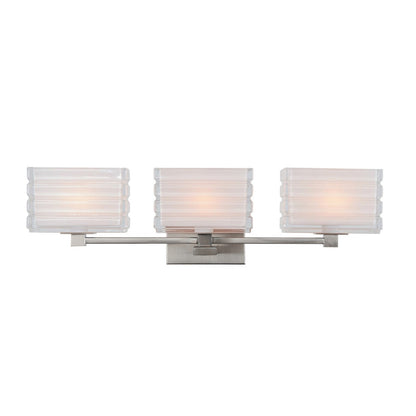 Varaluz Sardinia 3 Light Bath Vanity, Brushed Nickel/White