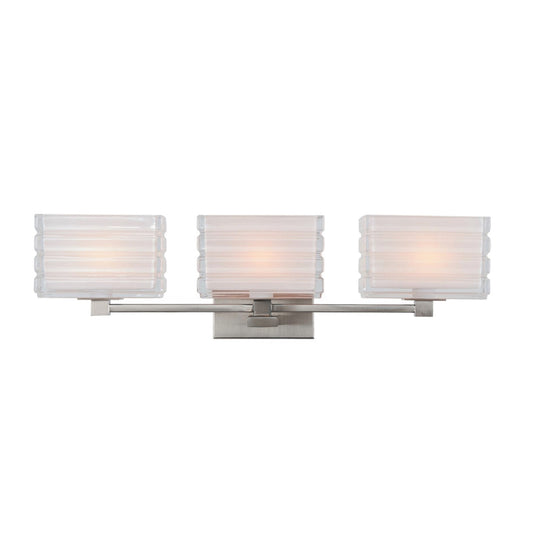 Varaluz Sardinia 3 Light Bath Vanity, Brushed Nickel/White
