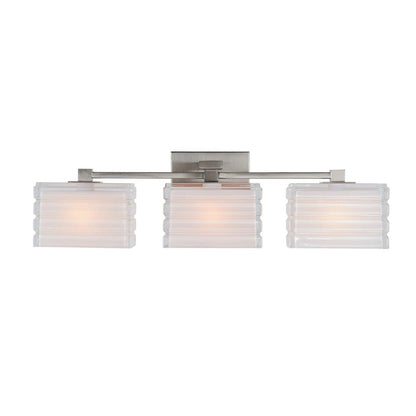 Varaluz Sardinia 3 Light Bath Vanity, Brushed Nickel/White