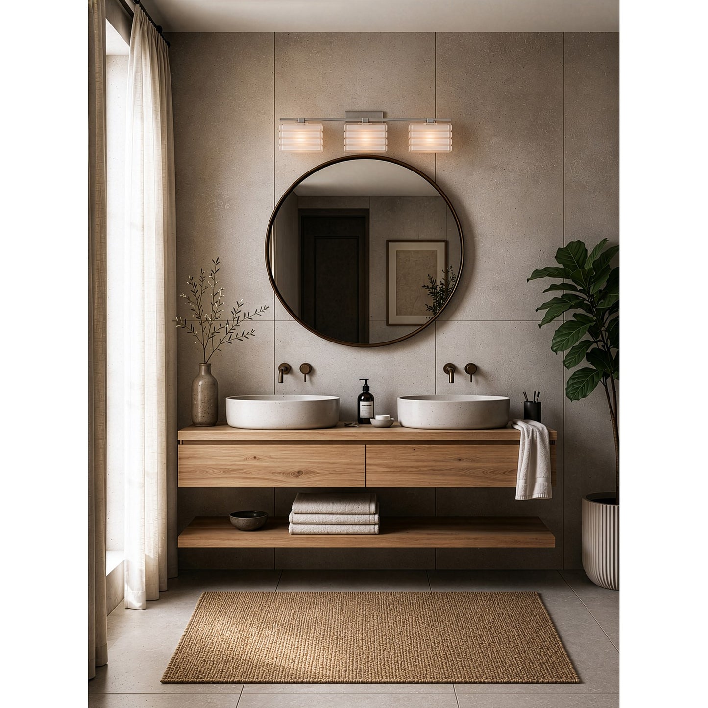 Varaluz Sardinia 3 Light Bath Vanity, Brushed Nickel/White