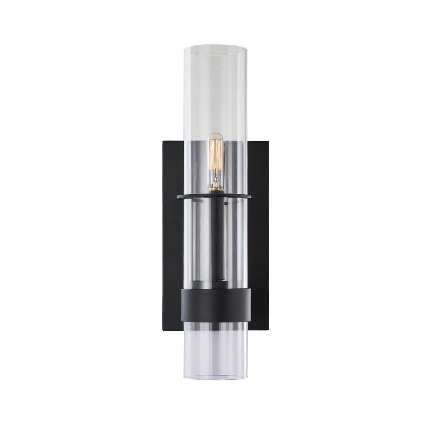 Varaluz Cardiff 2 Light Wall Sconce, Matte Black/Clear