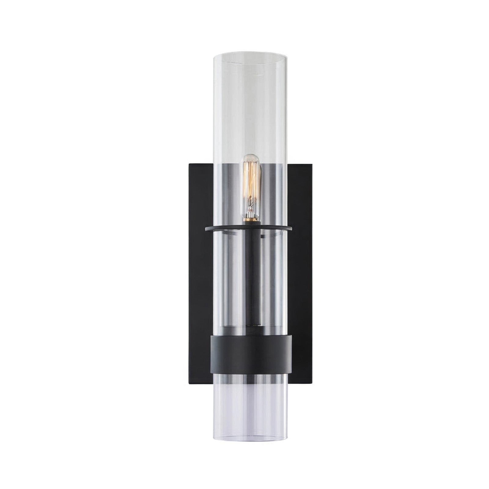 Varaluz Cardiff 2 Light Wall Sconce, Matte Black/Clear