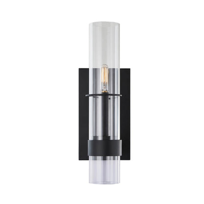Varaluz Cardiff 2 Light Wall Sconce, Matte Black/Clear