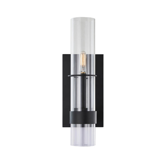 Varaluz Cardiff 2 Light Wall Sconce, Matte Black/Clear