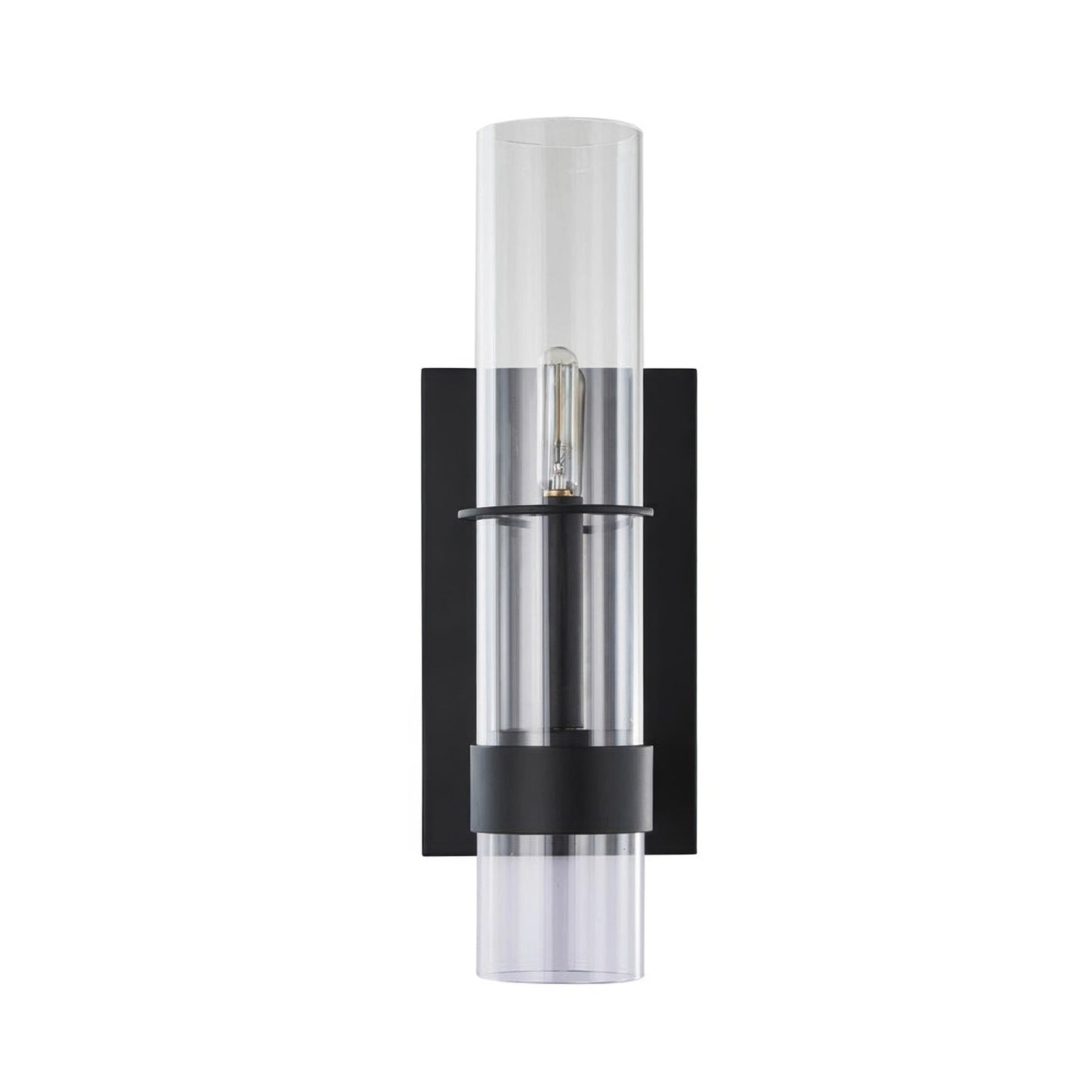 Varaluz Cardiff 2 Light Wall Sconce, Matte Black/Clear