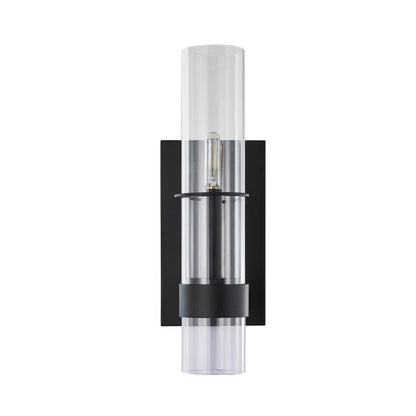 Varaluz Cardiff 2 Light Wall Sconce, Matte Black/Clear