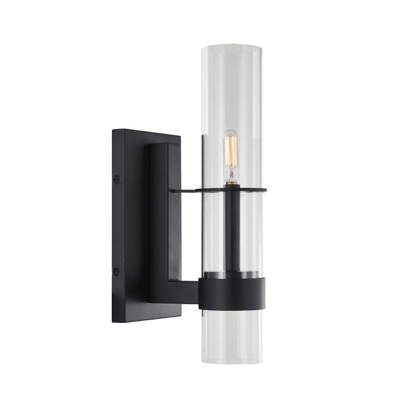 Varaluz Cardiff 2 Light Wall Sconce, Matte Black/Clear