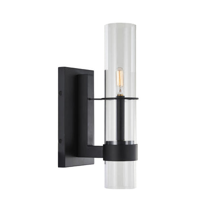 Varaluz Cardiff 2 Light Wall Sconce, Matte Black/Clear