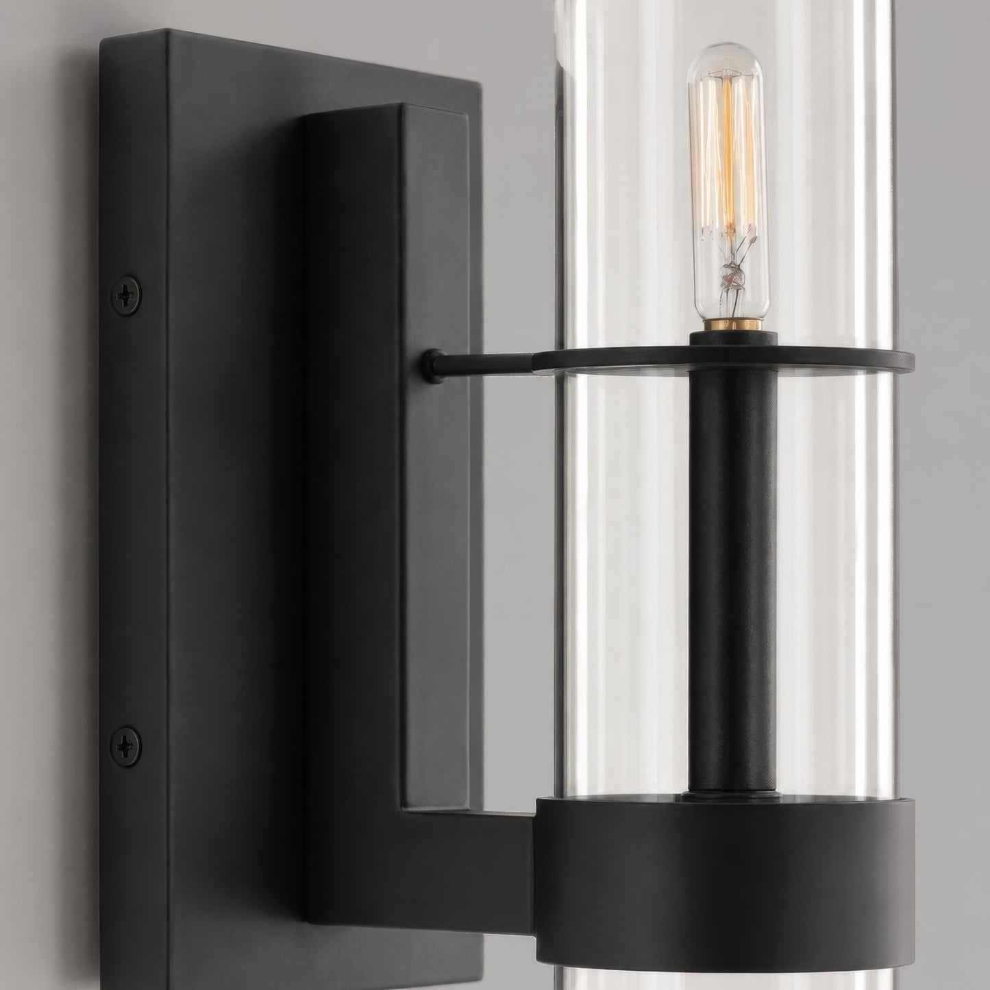 Varaluz Cardiff 2 Light Wall Sconce, Matte Black/Clear