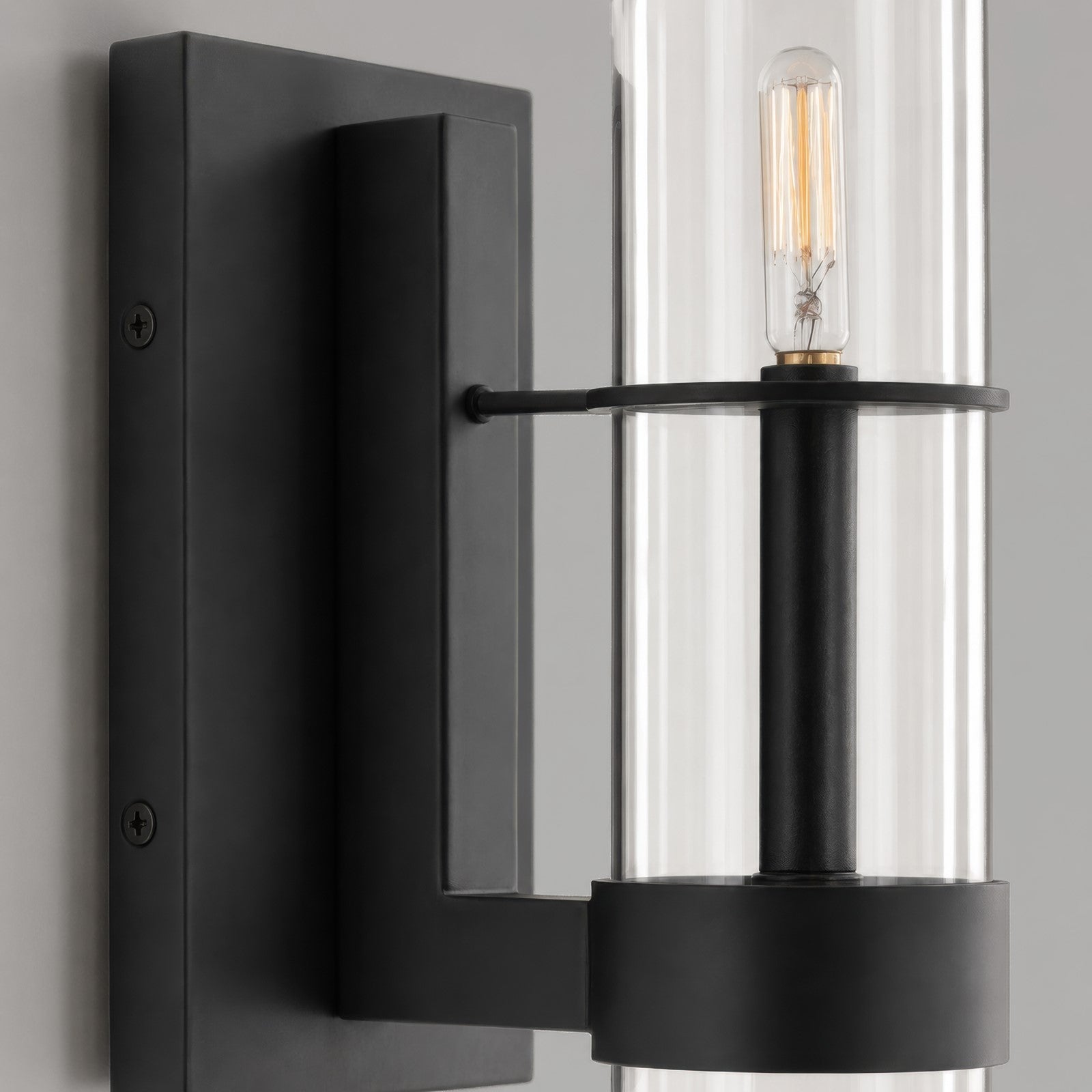 Varaluz Cardiff 2 Light Wall Sconce, Matte Black/Clear