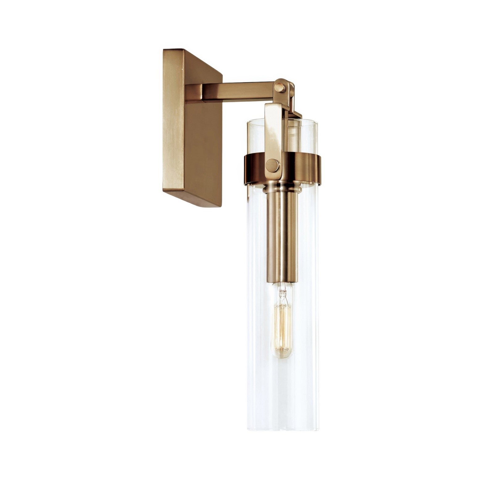 Varaluz Foxwich 1 Light Wall Sconce, Brushed Brass/Clear