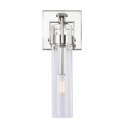 Varaluz Foxwich 1 Light Wall Sconce, Polished Nickel/Clear