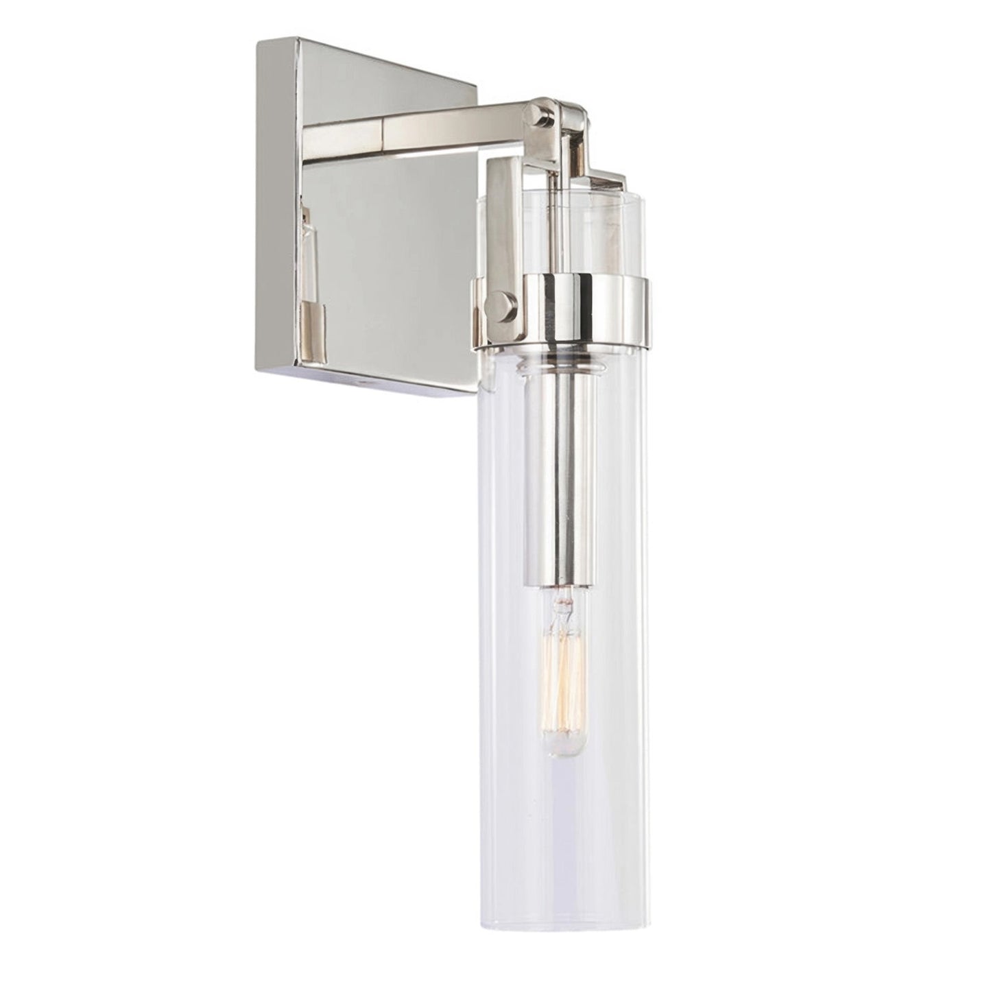 Varaluz Foxwich 1 Light Wall Sconce, Polished Nickel/Clear