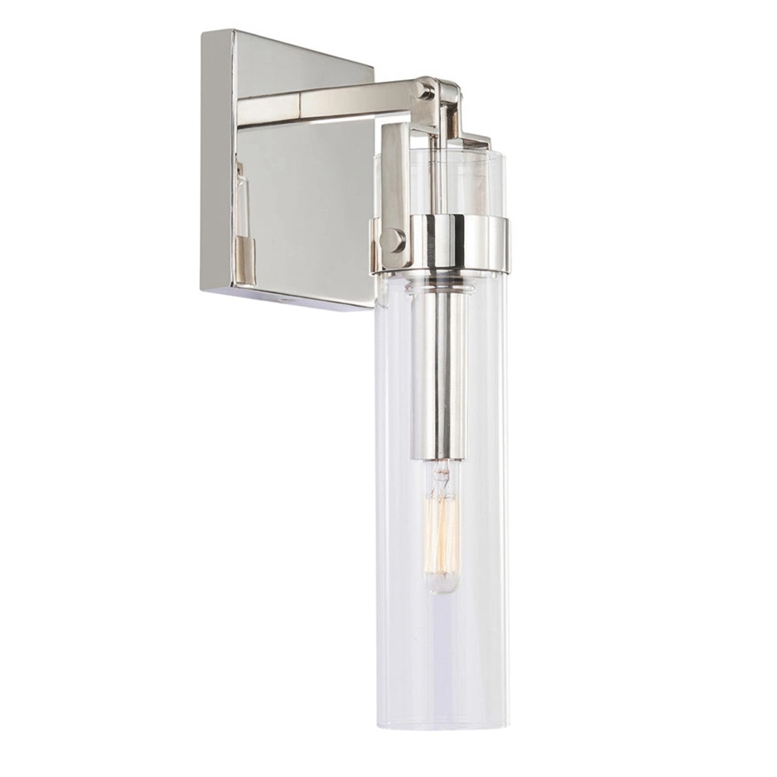 Varaluz Foxwich 1 Light Wall Sconce, Polished Nickel/Clear