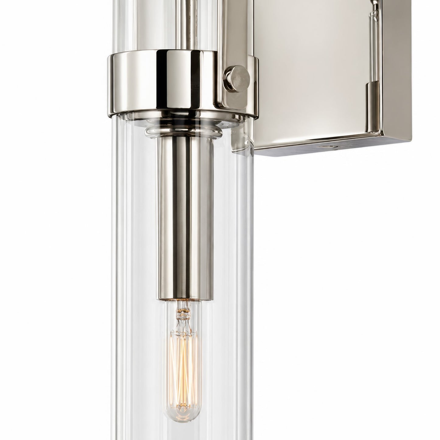 Varaluz Foxwich 1 Light Wall Sconce, Polished Nickel/Clear