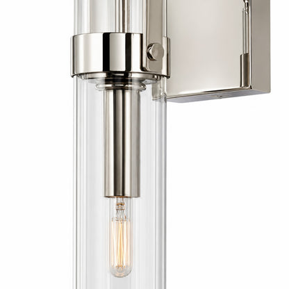 Varaluz Foxwich 1 Light Wall Sconce, Polished Nickel/Clear