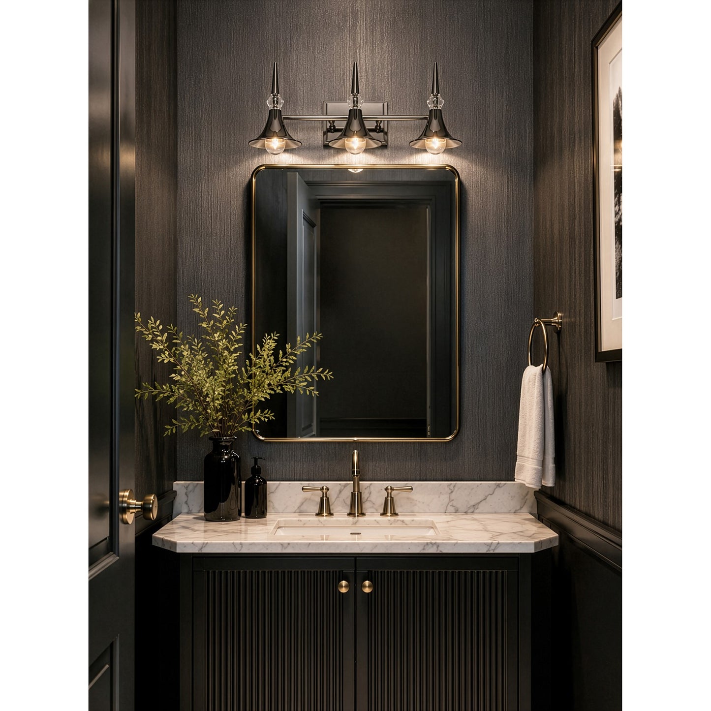 Varaluz Tromba 3 Light Bath Vanity, Black Chrome/Black Chrome
