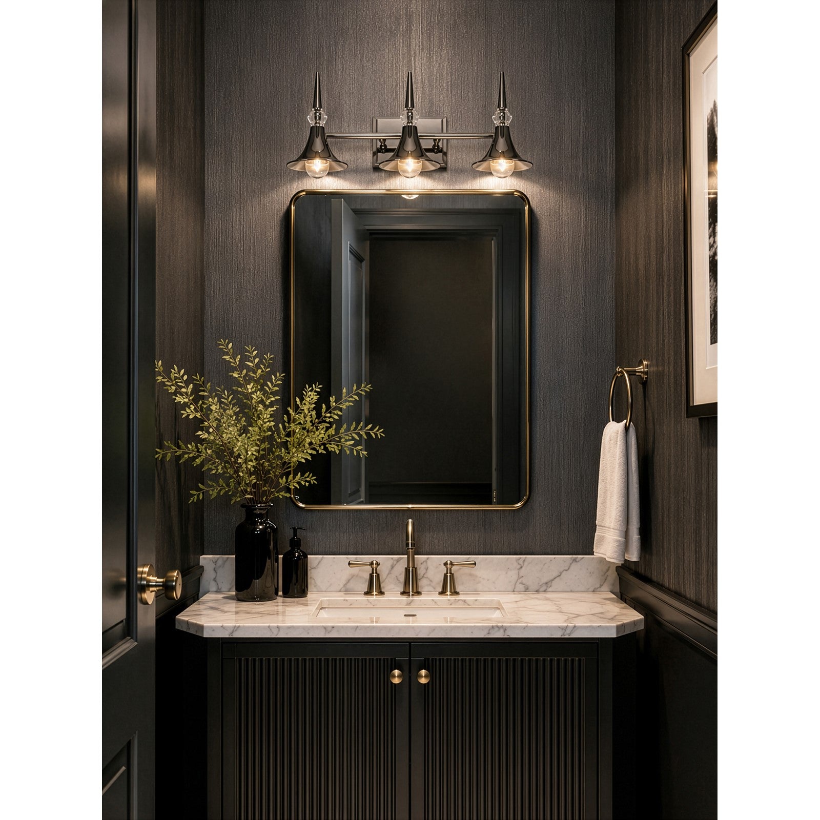 Varaluz Tromba 3 Light Bath Vanity, Black Chrome/Black Chrome