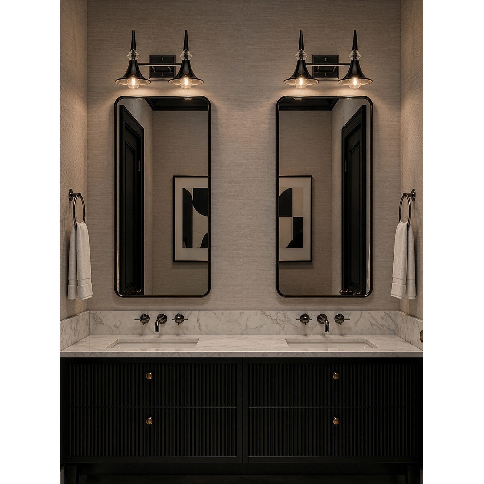 Varaluz Tromba 2 Light Bath Vanity, Black Chrome/Black Chrome