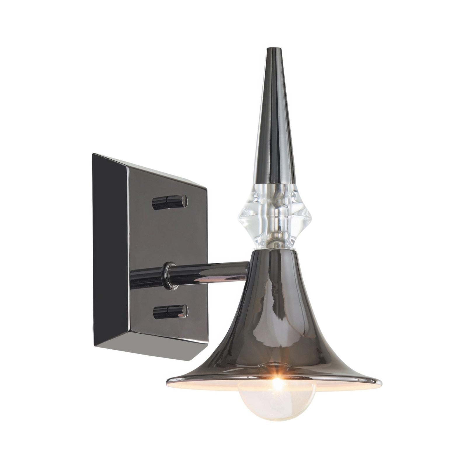 Varaluz Tromba 1 Light Wall Sconce, Black Chrome/Black Chrome