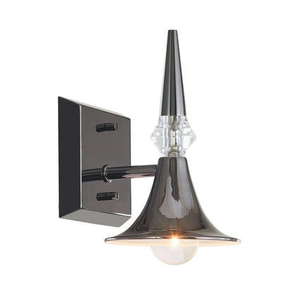 Varaluz Tromba 1 Light Wall Sconce, Black Chrome/Black Chrome