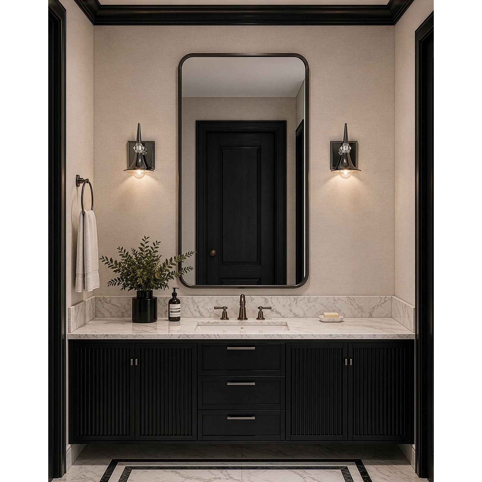 Varaluz Tromba 1 Light Wall Sconce, Black Chrome/Black Chrome