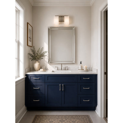 Varaluz Capri 2 Light Bath Vanity, Brushed Nickel/White