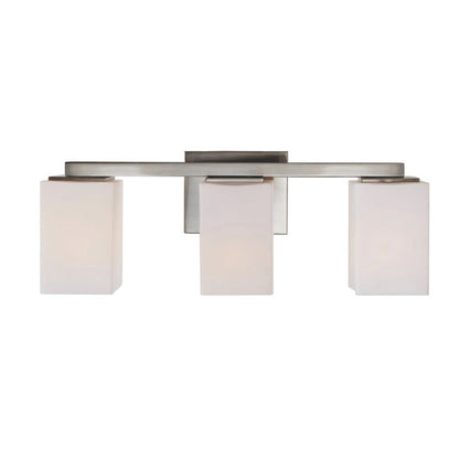Varaluz Capri 3 Light Bath Vanity, Brushed Nickel/White
