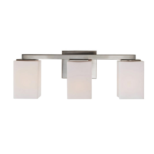 Varaluz Capri 3 Light Bath Vanity, Brushed Nickel/White
