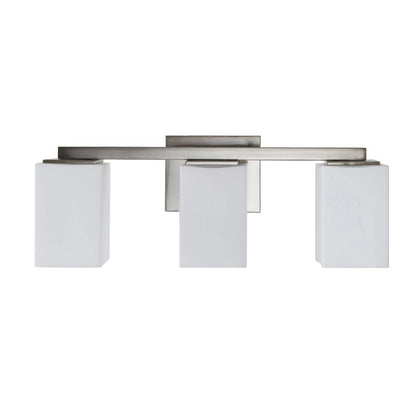 Varaluz Capri 3 Light Bath Vanity, Brushed Nickel/White