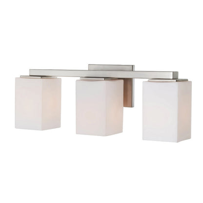 Varaluz Capri 3 Light Bath Vanity, Brushed Nickel/White