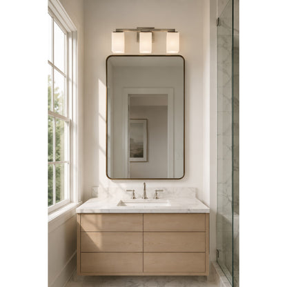 Varaluz Capri 3 Light Bath Vanity, Brushed Nickel/White