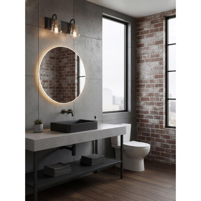 Varaluz Bromyard 2Lt Bath Vanity, Matte Black, Aged Brass/Clear