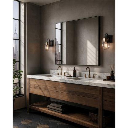 Varaluz Bromyard 1Lt Wall Sconce, Matte Black, Vintage Brass/Clear