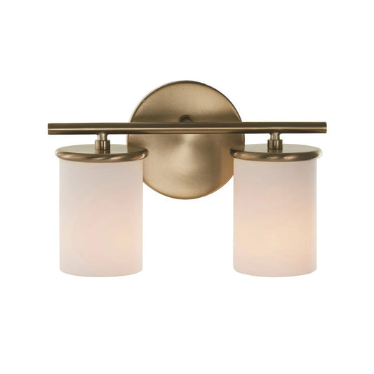 Varaluz Merano 2 Light Bath Vanity, Brushed Brass/White