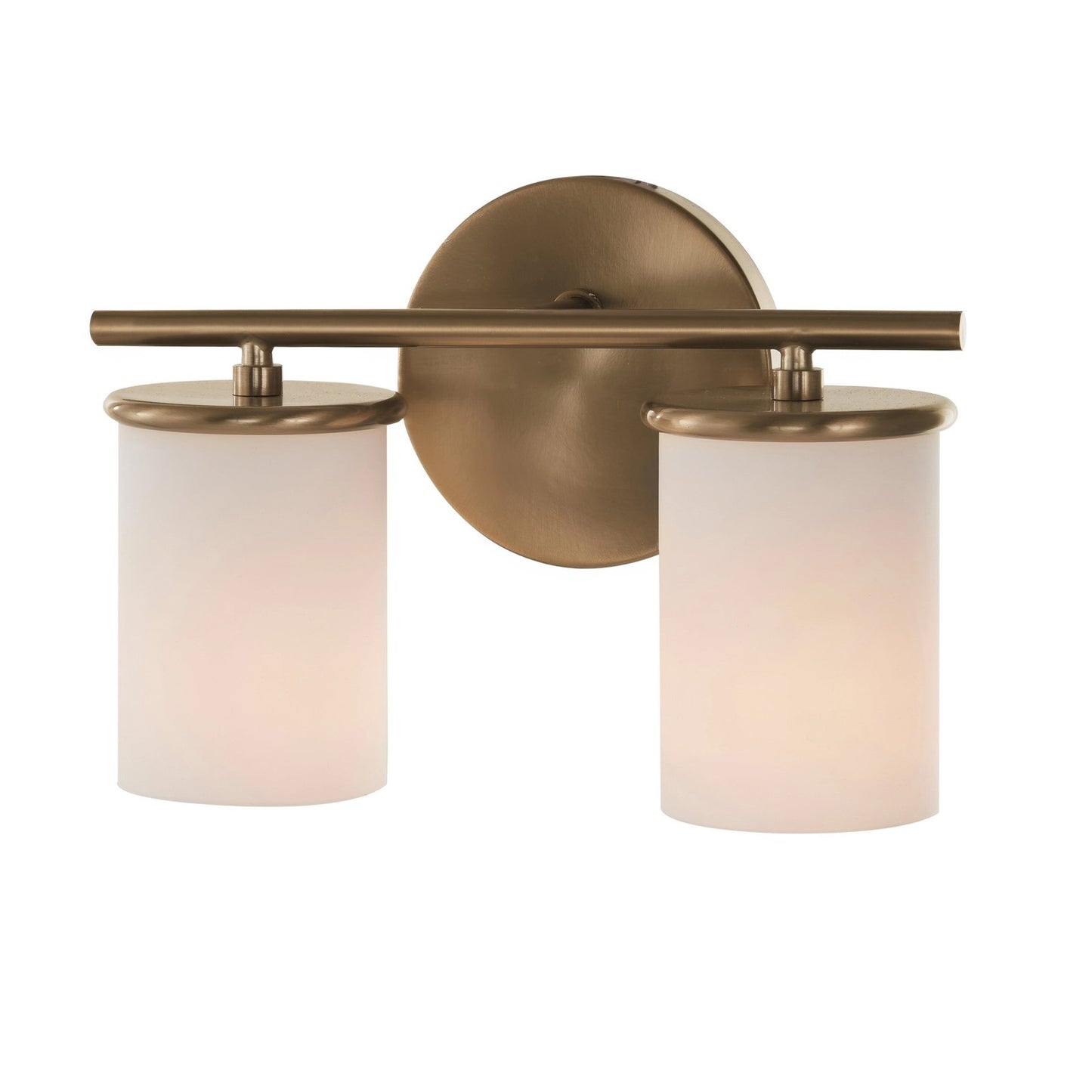 Varaluz Merano 2 Light Bath Vanity, Brushed Brass/White