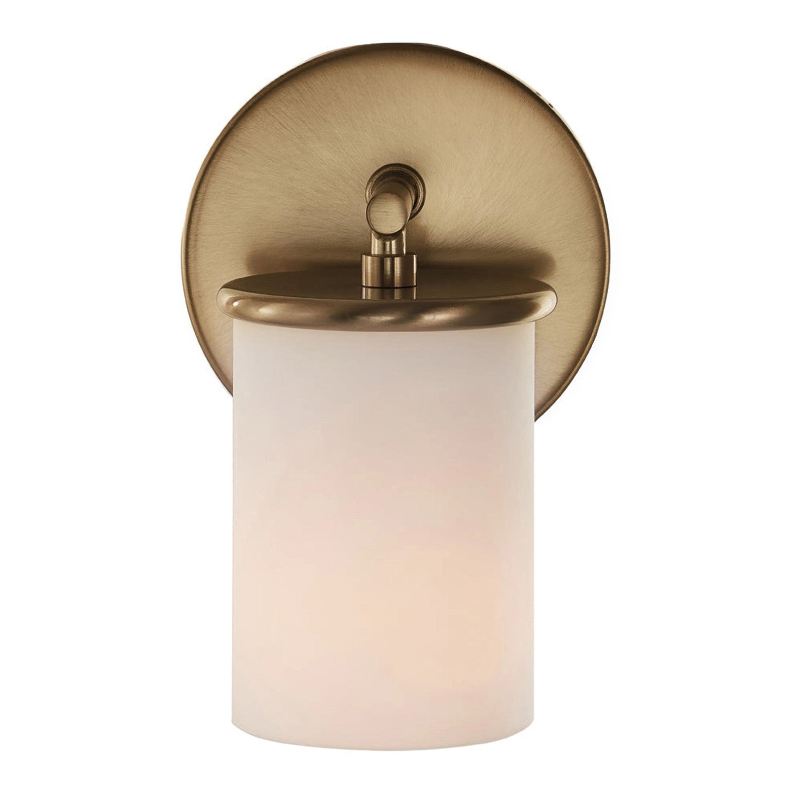 Varaluz Merano 1 Light Wall Sconce, Brushed Brass/White