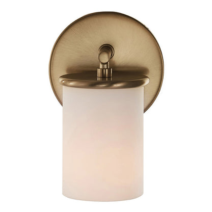 Varaluz Merano 1 Light Wall Sconce, Brushed Brass/White