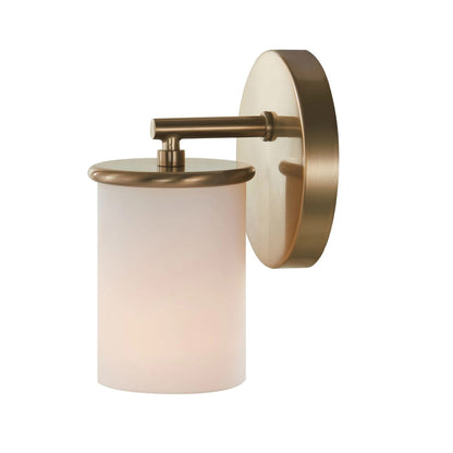 Varaluz Merano 1 Light Wall Sconce, Brushed Brass/White