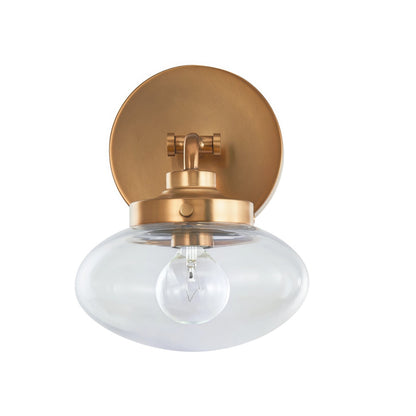 Varaluz Harrow 1 Light Wall Sconce, Aged Brass/Clear