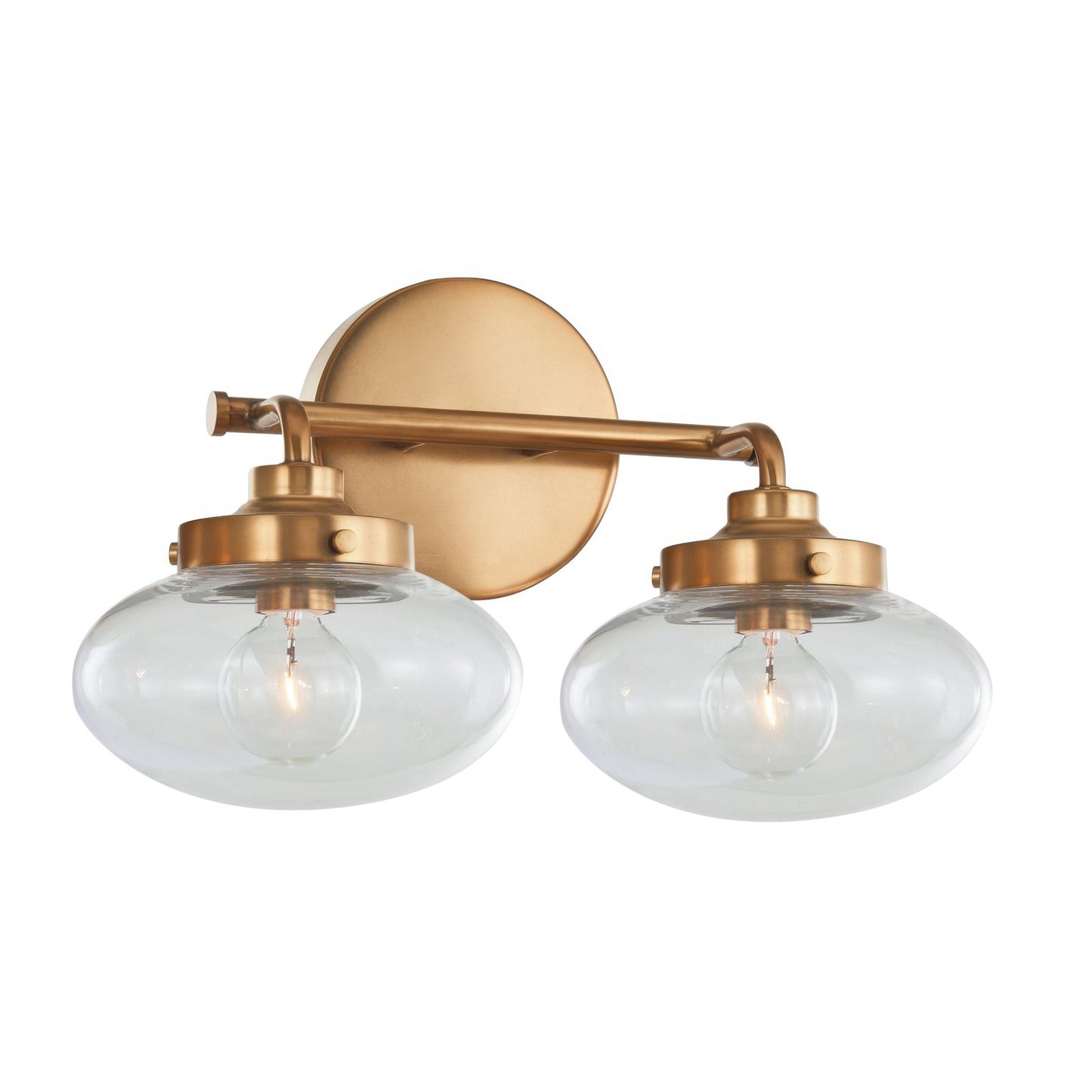 Varaluz Harrow 2 Light Bath Vanity, Aged Brass/Clear