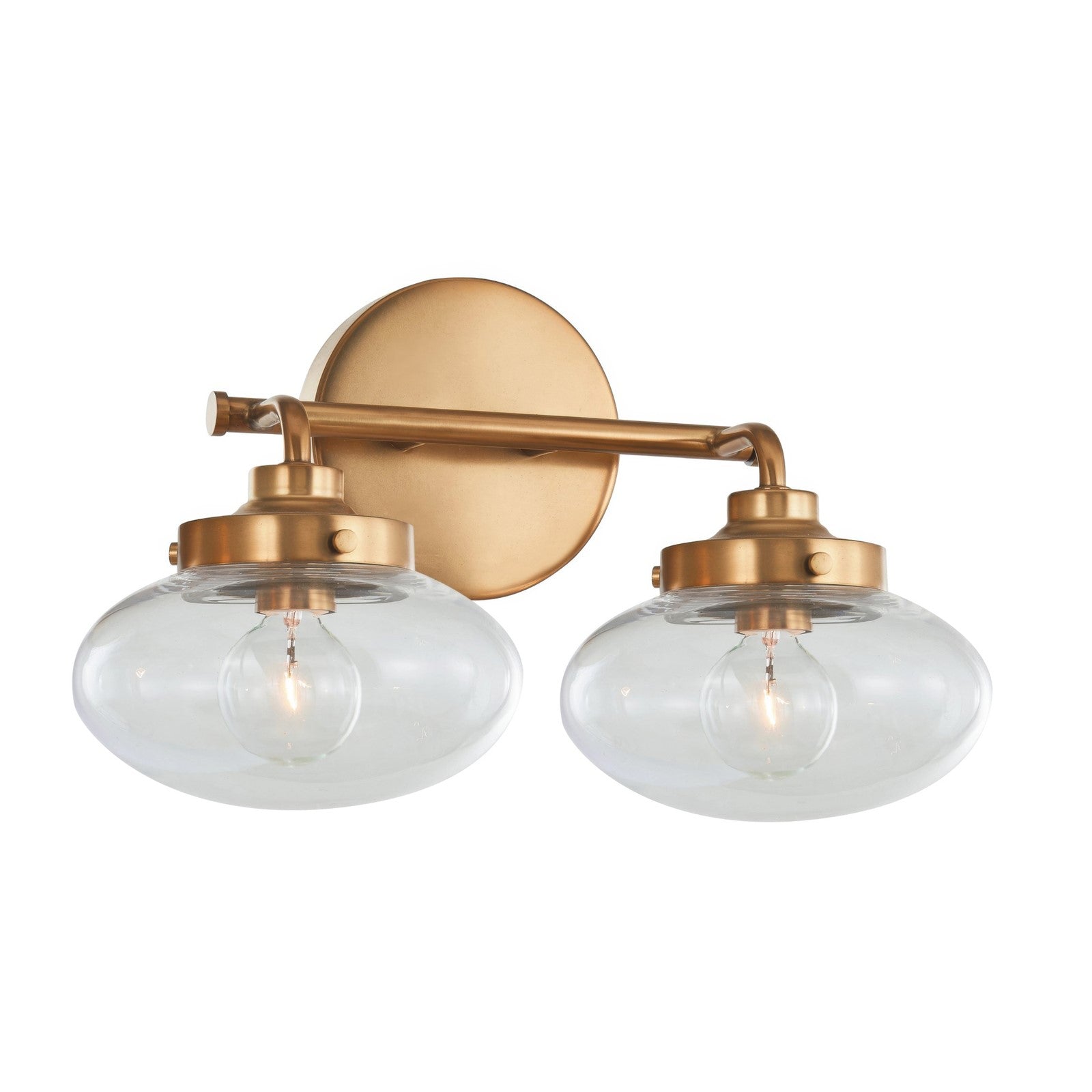 Varaluz Harrow 2 Light Bath Vanity, Aged Brass/Clear