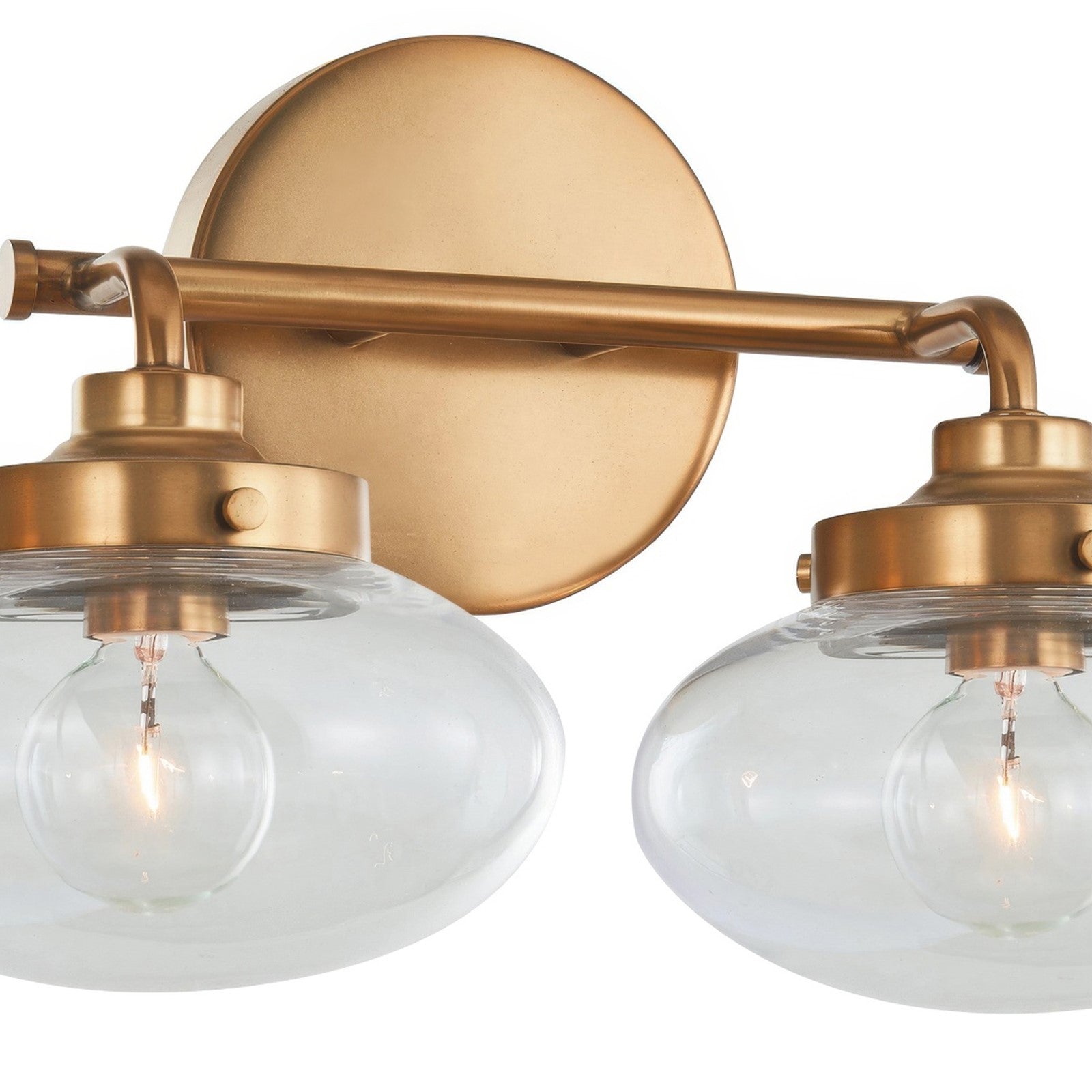 Varaluz Harrow 2 Light Bath Vanity, Aged Brass/Clear