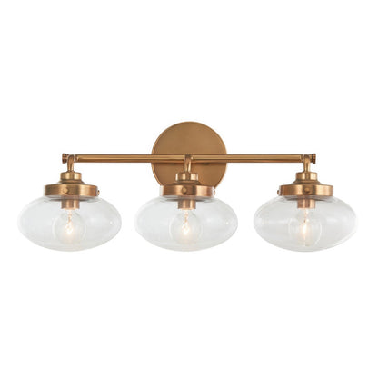 Varaluz Harrow 3 Light Bath Vanity, Aged Brass/Clear