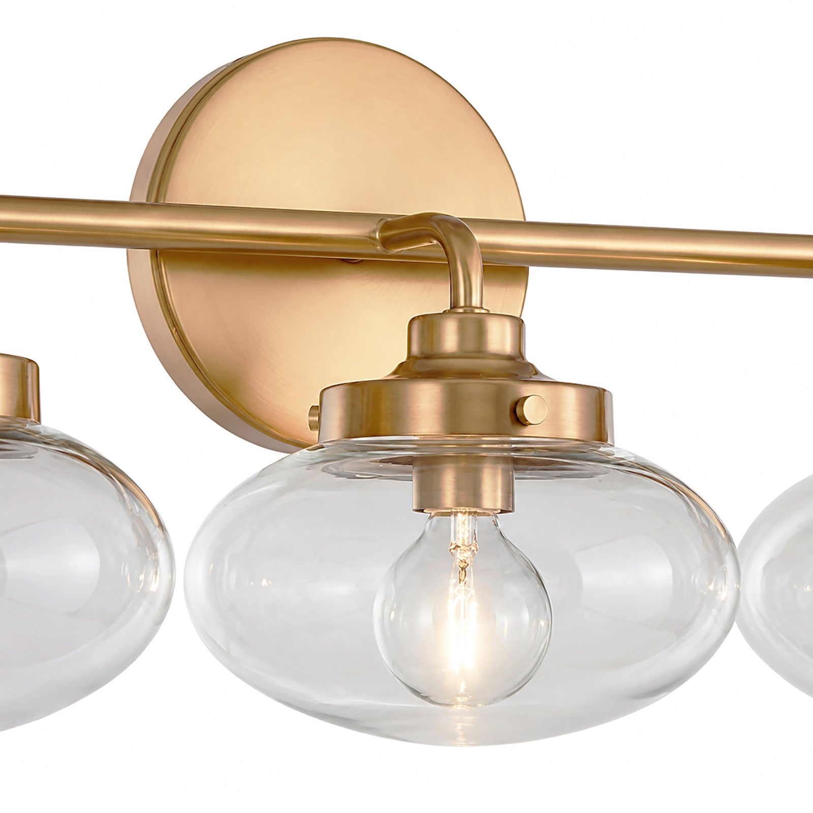 Varaluz Harrow 3 Light Bath Vanity, Aged Brass/Clear