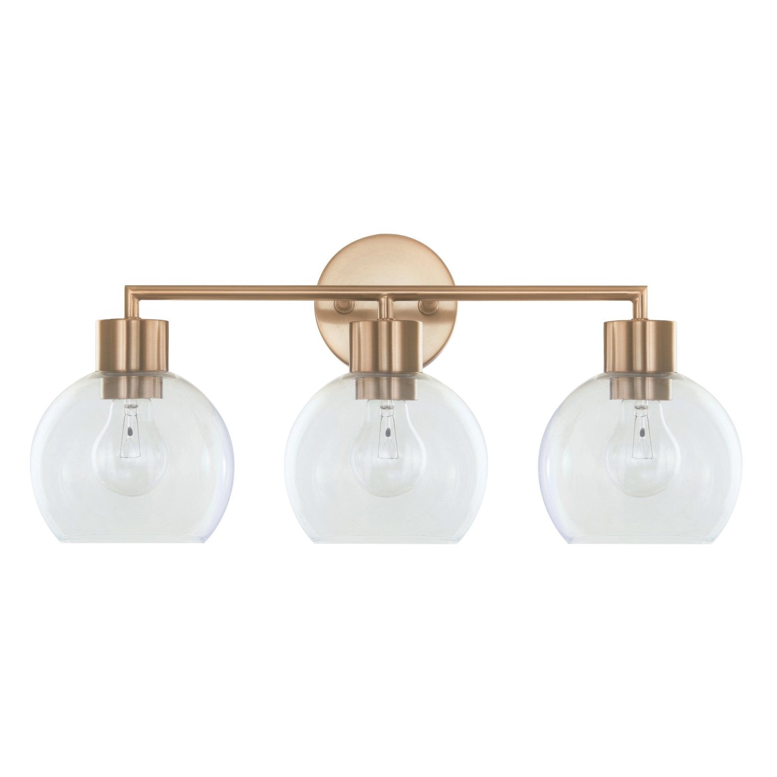 Varaluz Cortona 3 Light Bath Vanity, Brushed Brass/Clear