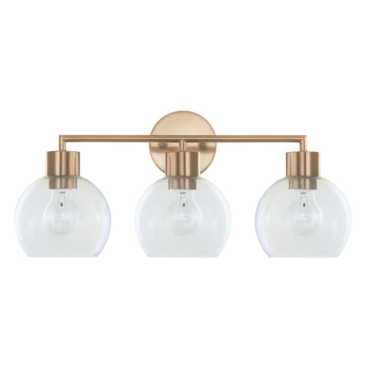 Varaluz Cortona 3 Light Bath Vanity, Brushed Brass/Clear