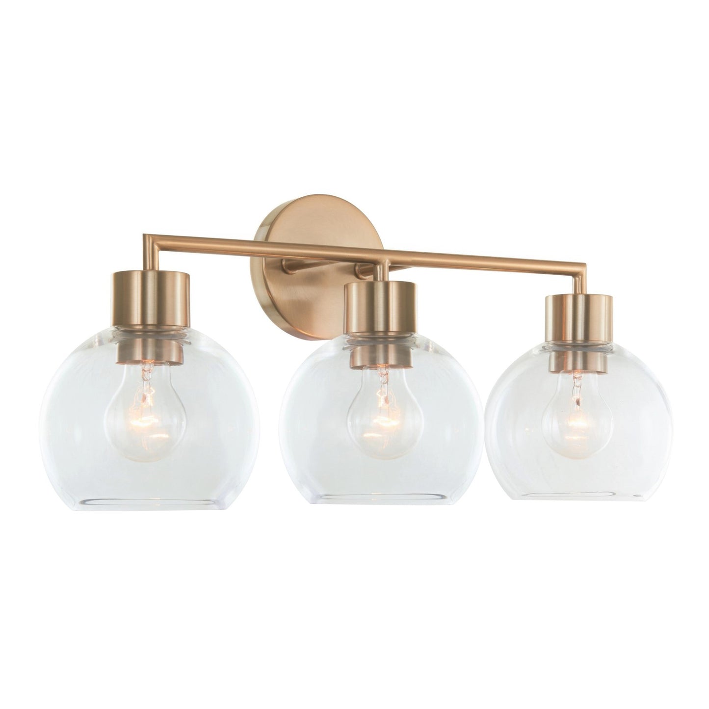 Varaluz Cortona 3 Light Bath Vanity, Brushed Brass/Clear
