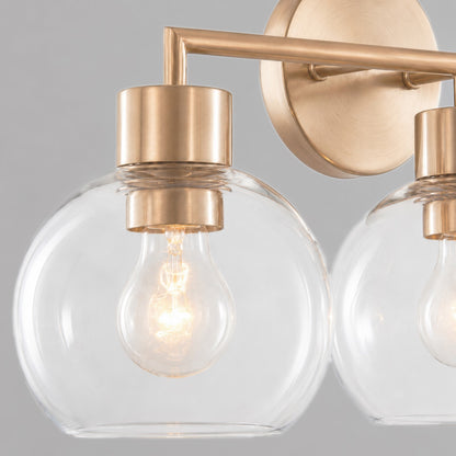 Varaluz Cortona 3 Light Bath Vanity, Brushed Brass/Clear